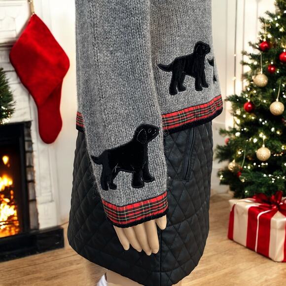 Orvis Sweater Gray Wool Dog Tartan Plaid Button Cardigan Small - Picture 7 of 9